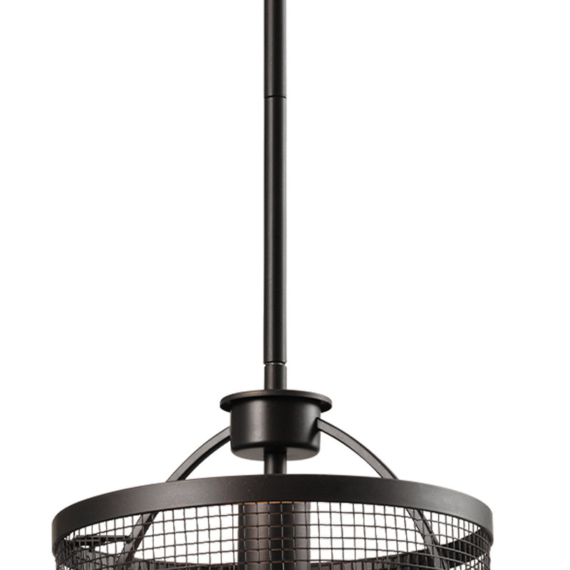 Luminaire suspendu géométrique à 1 lumière avec accents en fer forgé Avers