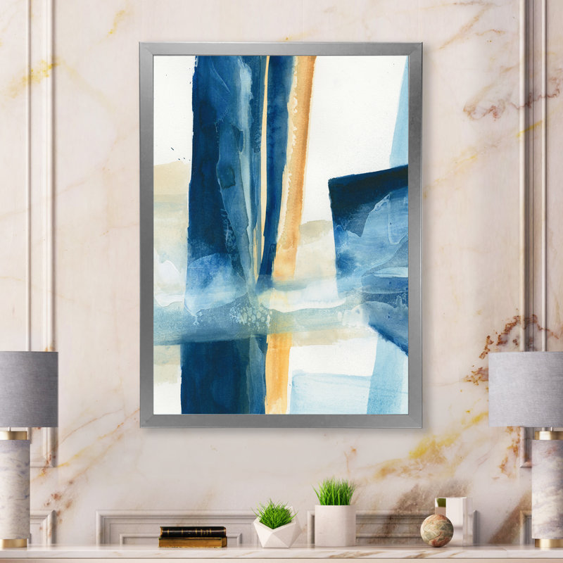 « indigo panel iv », reproduction d’image sur toile, H 46 po x l 36 po x P 1,5 po, Cadre argenté
