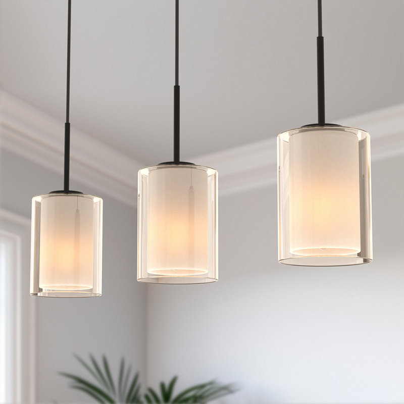 Luminaire suspendu pour îlot de cuisine 3 lumières Bauman