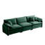 Canapé modulaire Mid-Century 3 places avec 2 accoudoirs et 3 coussins décoratifs, tissu en velours côtelé vert-1855392756