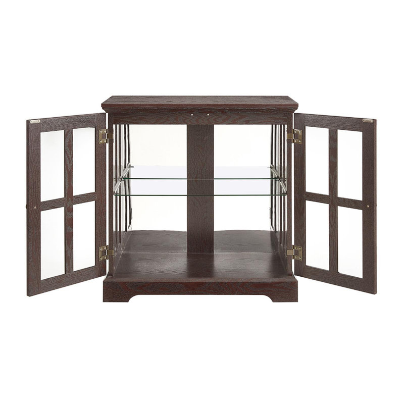 LED Curio Display Cabinet,Antique Display Cabinet With Adjustable Shelves,Retro Design Quality Showcase With Lattice Doors Elegant Bookcase And Storage Cabinet For Home Decor And Organization CHE
