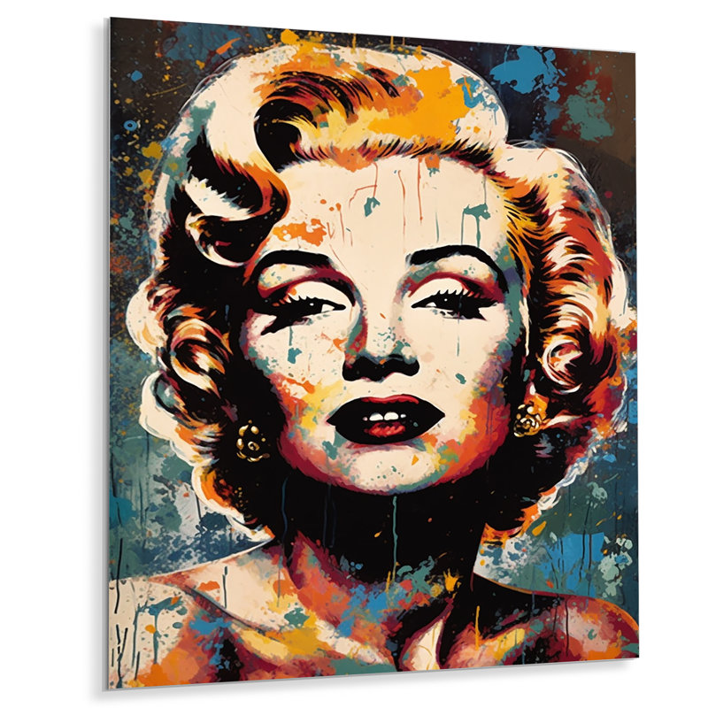 Popart Marilyn Portrait I - célébrité, art mural en métal, H 32 po x l 16 po x P 1 po