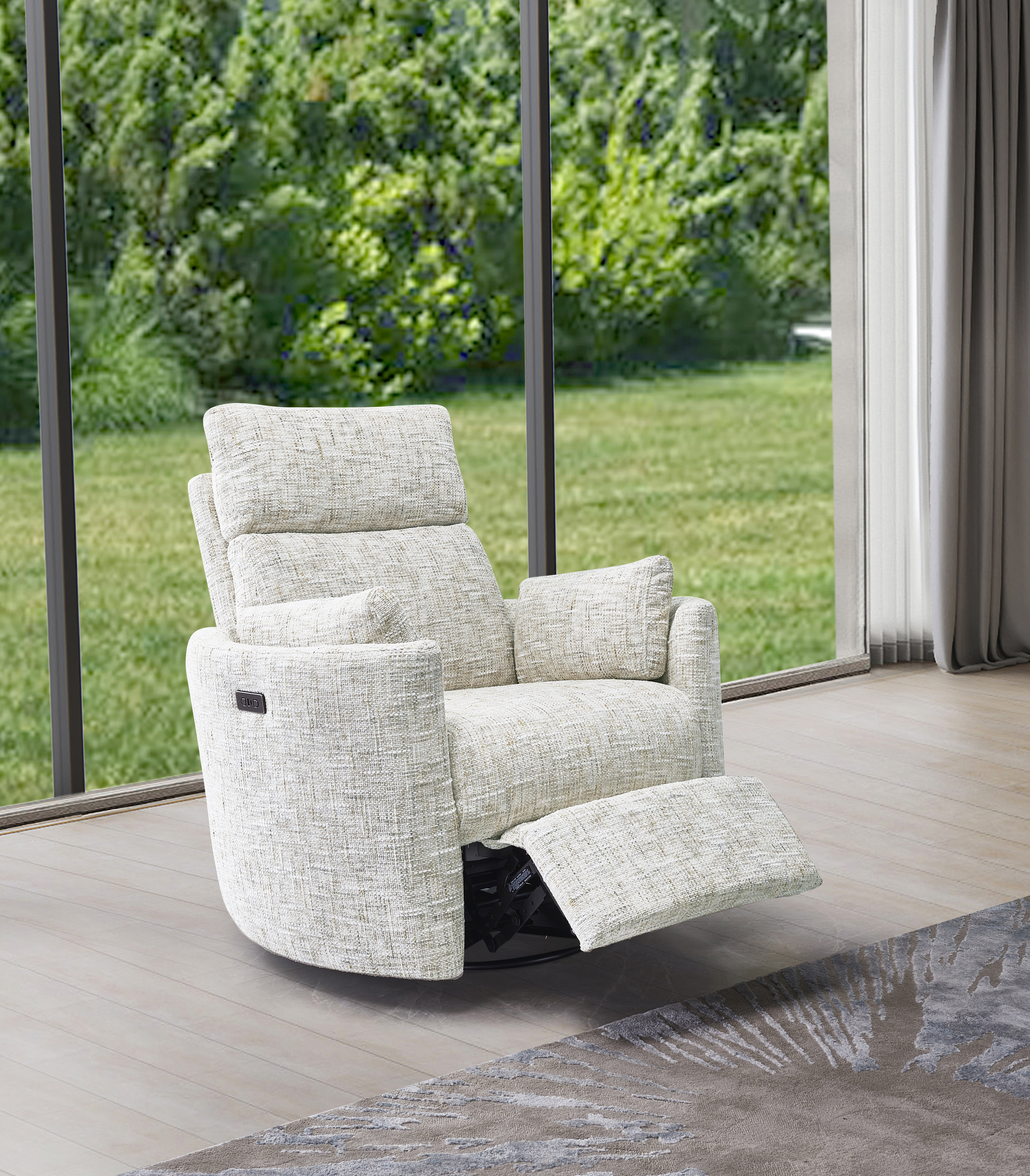 Ebern Designs Upholstered Power Rock Swivel Recliner Chair & Reviews ...