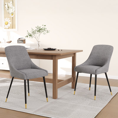 Chaises de salle à manger rembourrées en tissu moderne avec dossier ergonomique, pieds en métal doré