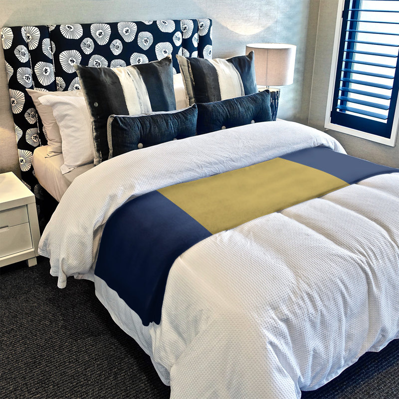 Quilted Throw Blanket, 52.5" W x 62.5" L, Navy Blue/Gold