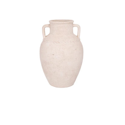 Vase en pierre avec poignée blanc cassé