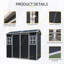 Remise de rangement extérieure 8 pi x 4 pi avec deux fenêtres et deux portes, remise en plastique avec plancher pour gargen, patio, cour, pelouse, noir-126007012