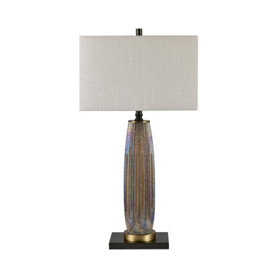 34" Metal Table Lamp With Gray Shade