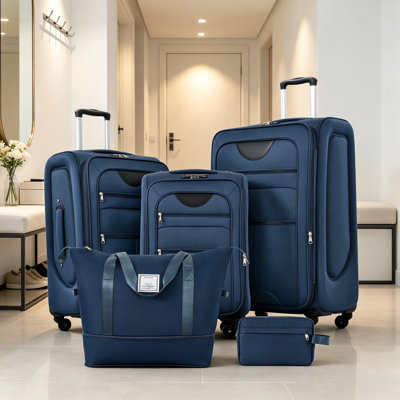 Softside Luggage Expandable 3 Piece Set Suitcase with Duffel Bag Upright Spinner Softshell Lightweight Luggage Travel Set