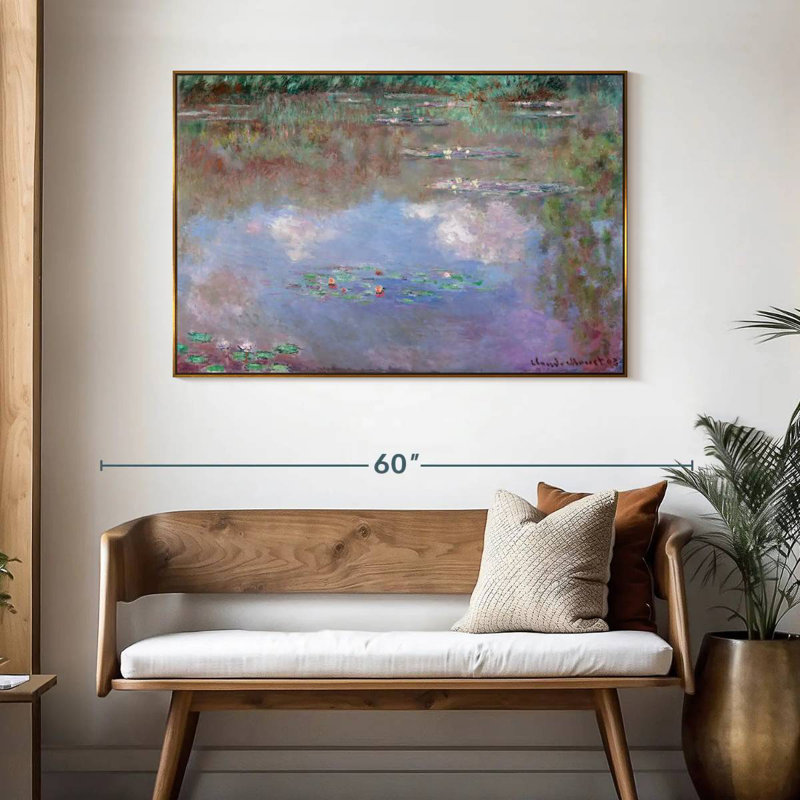 Nymphéas, nuages, 1903, 46 po x 31 po, Cadre flottant doré