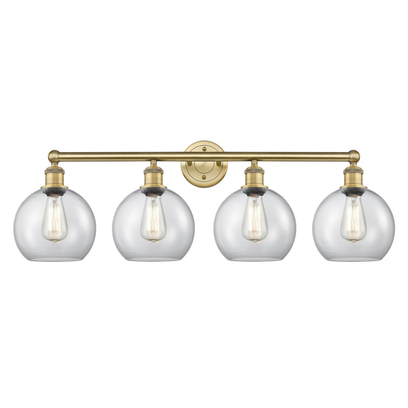 Éclairage pour salle de bain 4 lumières Ellington, Transparent, Laiton brossé