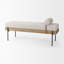 Colburne 55.0L X 18.0W X 24.0H Cream Fabric W/Brown Wood Bench