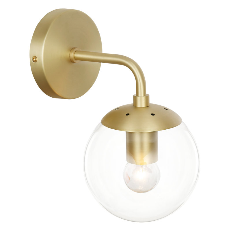 Cournoyer Armed Sconce, Clear, Brushed Brass