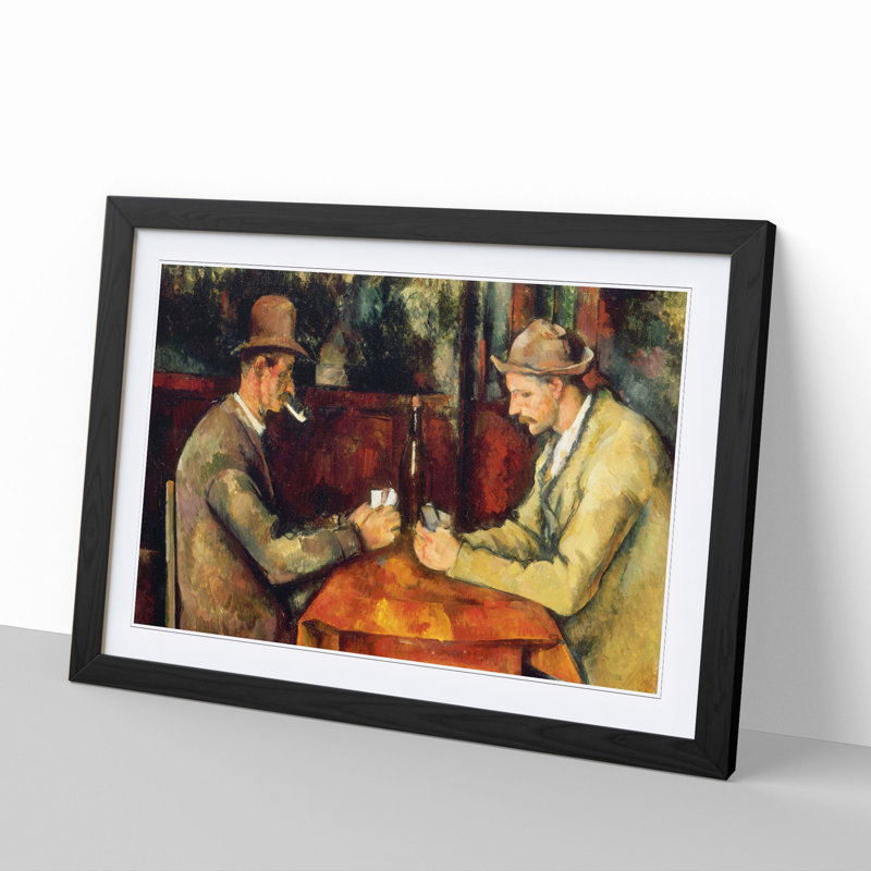 The Card Players Vol.3 by Paul Cezanne - Picture Frame Painting, 48cm H x 65cm W x 2cm D, Black Framed