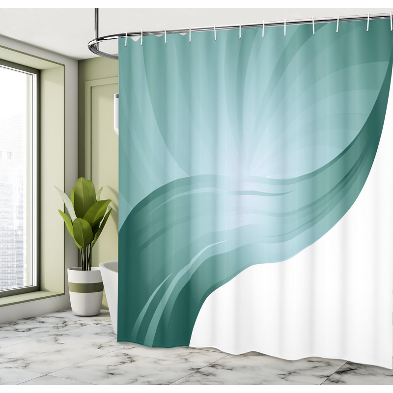 Ensemble de rideau de douche + crochets, H 75 po x l 69 po, Bleu cadet