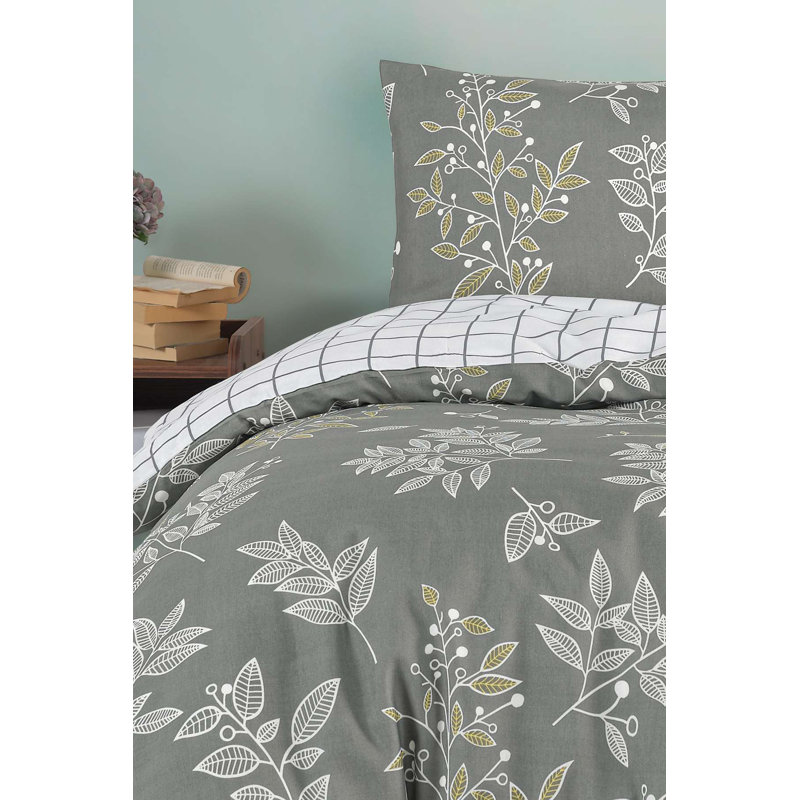 Ensemble de housse de couette Luxury Ranforce Super King | 100% coton, housse de couette 102,4 x 86,6 pouces et taies d'oreiller 23,6 x 23,6 pouces (2 pièces) | Impression de pigments, lavable à la machine, 145 fils, systèmes de fermeture à boutons et