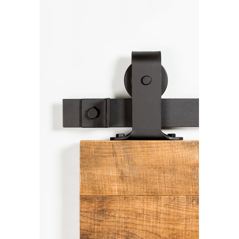 Ensemble de quincaillerie de porte de grange coulissante 407, 72 po, Noir