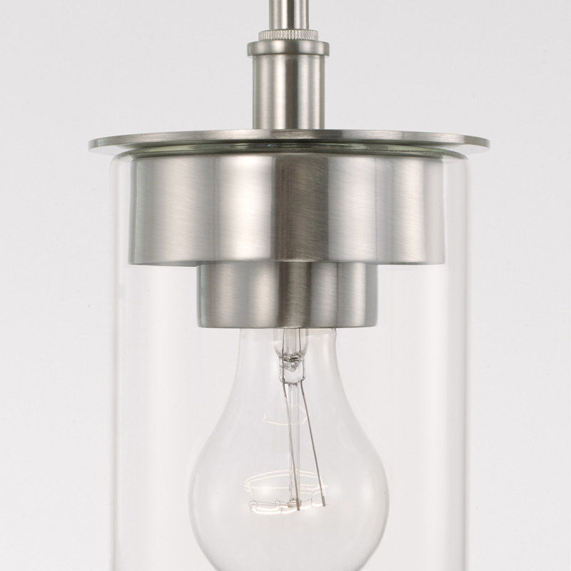 1 - Light Cylinder Pendant, Brushed Nickel
