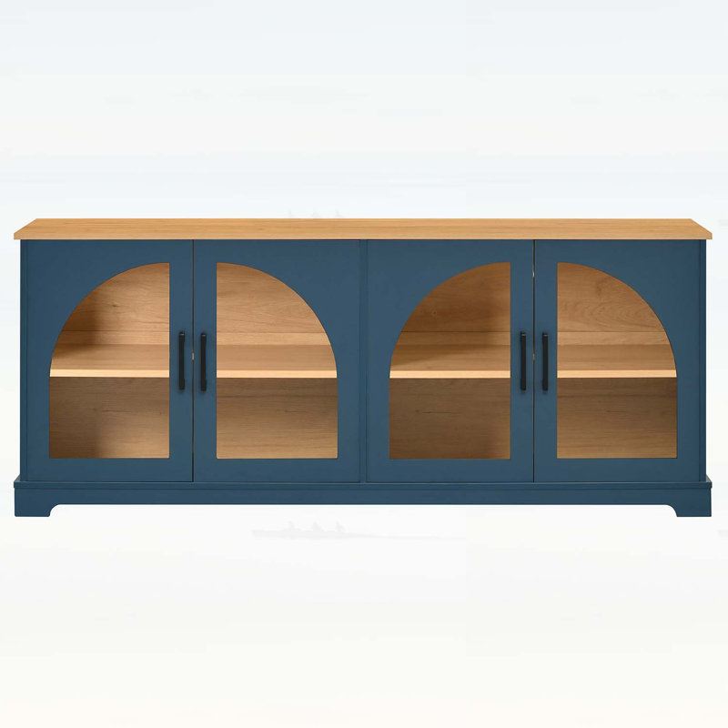 Console en bois avec gestion des câbles pour le salon, Bleu