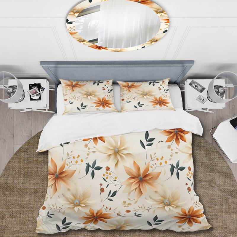 Motif bohème motif terrestre III - ensemble de housse de couette floral - microfibre de polyester