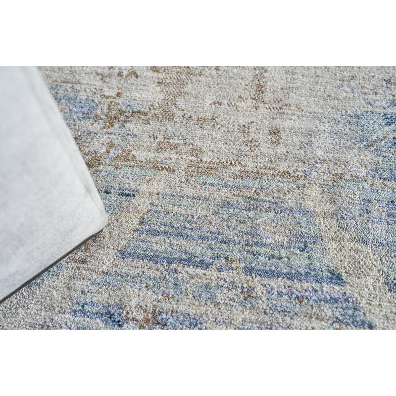 Vintage Looms Light Blue/Beige Polyester powerloom Area Rug, Rectangle 2' x 3'