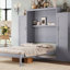 Grand lit escamotable avec 2 garde-robe et 2 tablettes de rangement, plateforme pliable peu encombrante pour chambre d'amis, chambre à coucher, gris-1362777047-1362777042