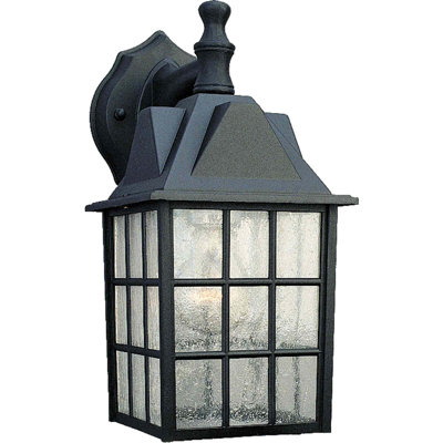 Tani 1-Light Outdoor Cast Aluminum Black Wall Mount Wall Sconce Wall Light with Clear Seedy Glass