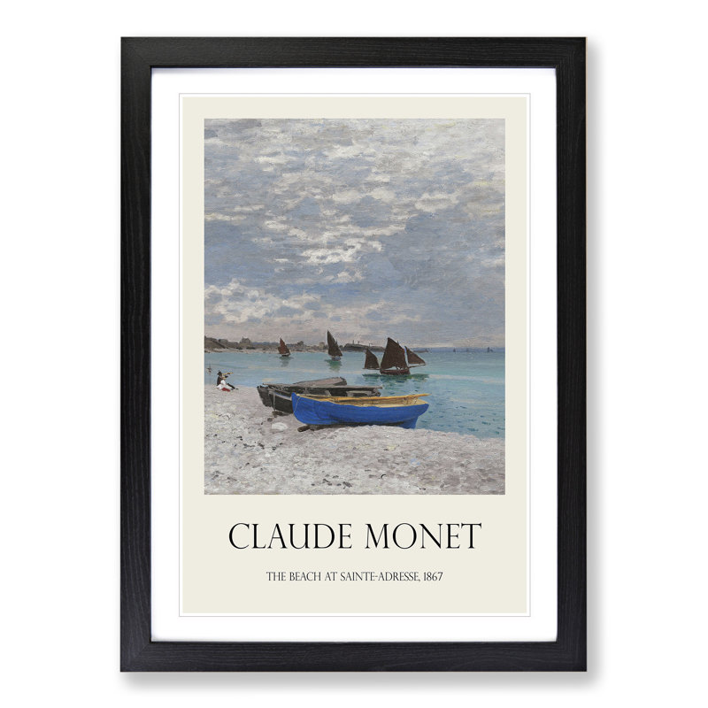 The Beach at Sainte Adresse by Claude Monet - Picture Frame Painting, Black Framed, 36cm H x 27cm W x 2cm D