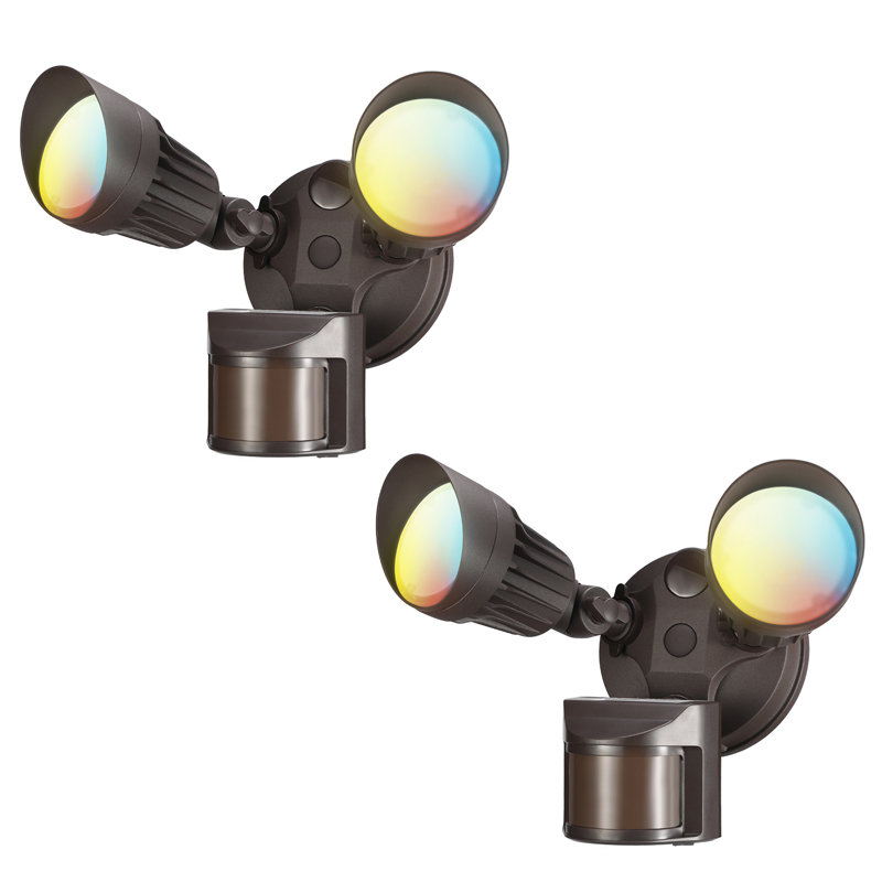 LED Motion Sensor Flood Light Dusk to Dawn Color Temperature Selectable, Bronze