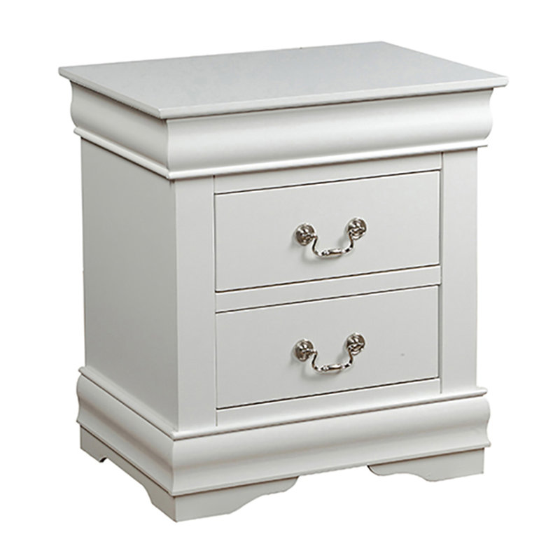 Table de chevet 2 tiroirs, Blanc