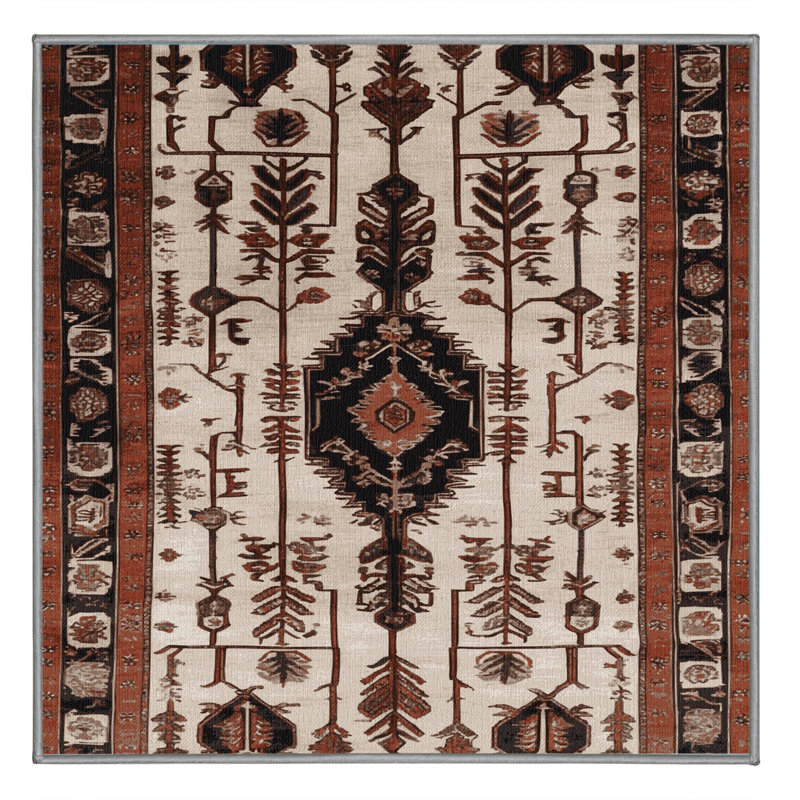 Machine Washable Turkish Gray Area Rug, Square 7'