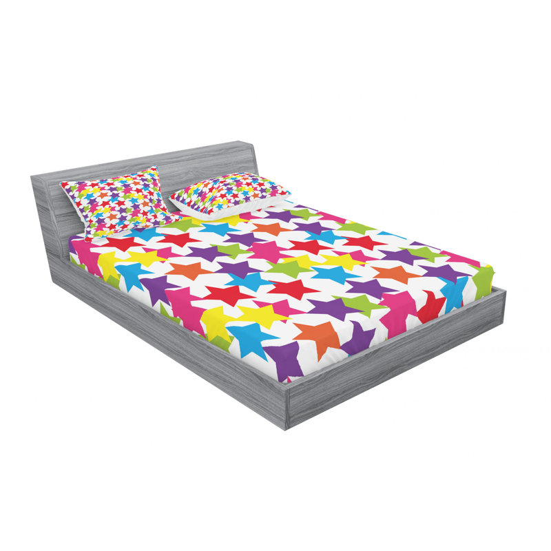 Ensemble de draps Funky Stars, Ensemble de drap pour grand lit avec drap-housse