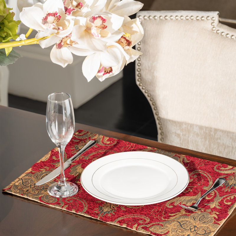Chenille Damask Rectangle Placemat, 6