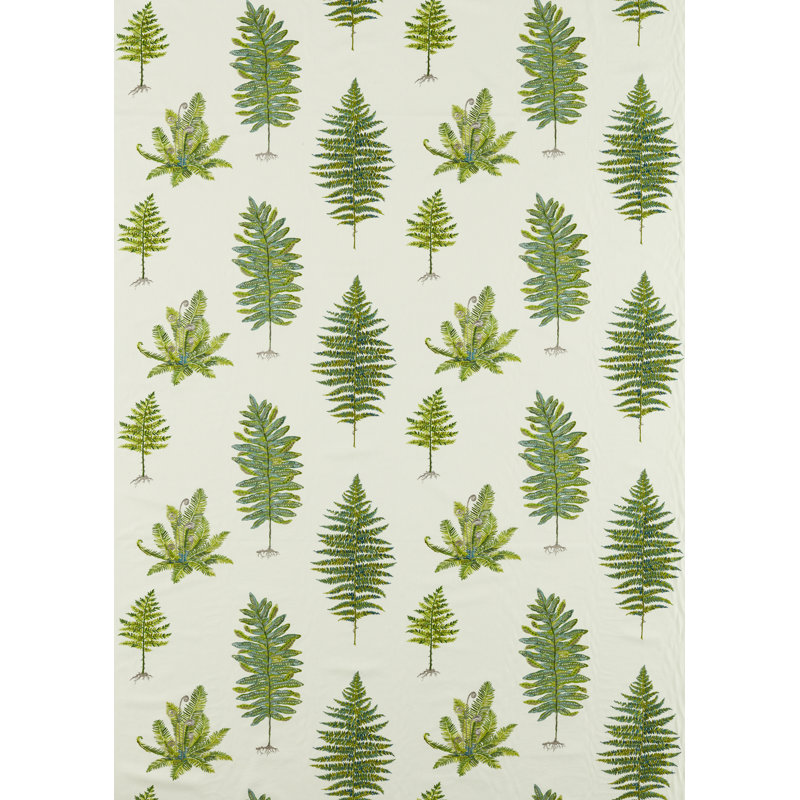 Fernery Embroidery Fabric, Botanical Green