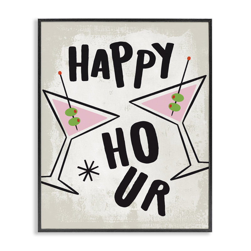 Happy Hour Martinis, estampe numérique encadrée, design par Nina Seven, Giclée encadrée noir minuit, H 30 po x l 24 po