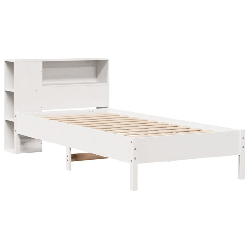 Bookcase Bed Without Mattress Solid Wood Pine, White, 96 x 229.5 cm