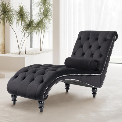 Chaise longue capitonnée en velours