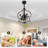 Montara 15" French Country Wood Caged Ceiling Fan with Lights and Remote, 3 Speeds Reversible Fandelier Ceiling Fan Farmhouse 