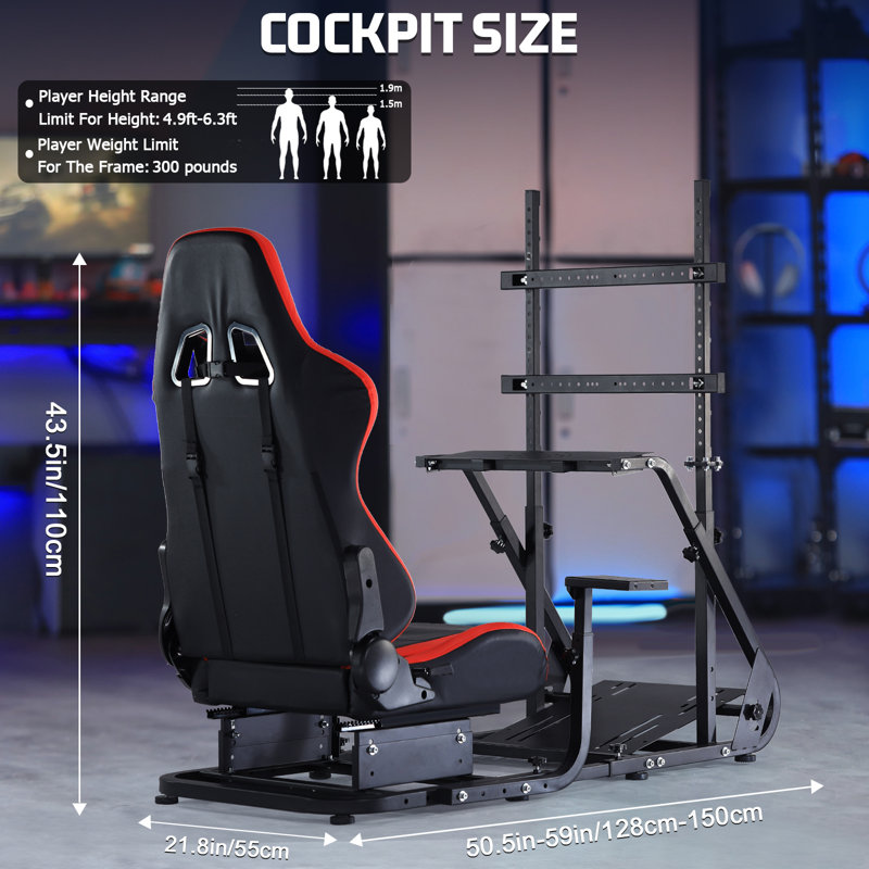 Anman Racing Sim Cockpit Stand Fit Logitech Fanatec G923 G29 XBox Thrustmaster, Not Include Steering wheel & Wheels & Pedals and Shifter Handbrake