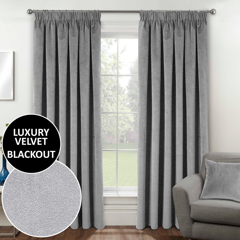 Alene Blackout Curtain Panel Pair, Grey, 229cm Width x 229cm Drop, 2