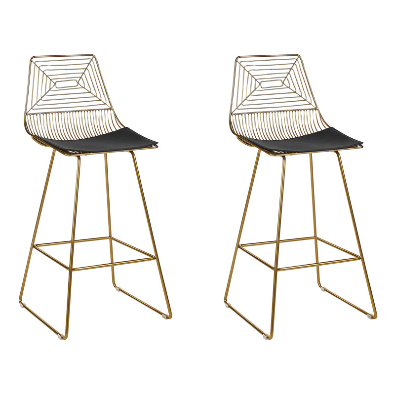 Anjail Upholstered Counter Stool with Metal Frame, Gold