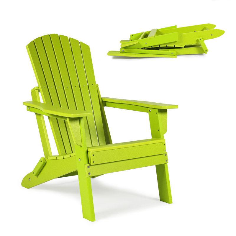 Anbut High - Density Polyethylene (HDPE) Folding Adirondack Chair, Lime Green