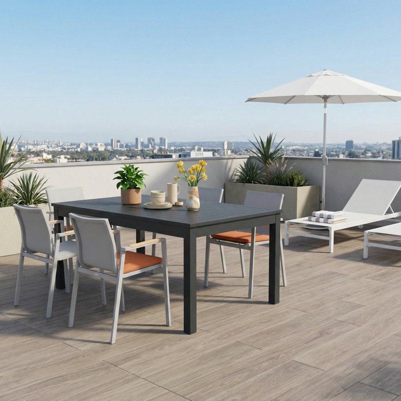 Dwyer Aluminum Extendable Rectangular Outdoor Dining Table