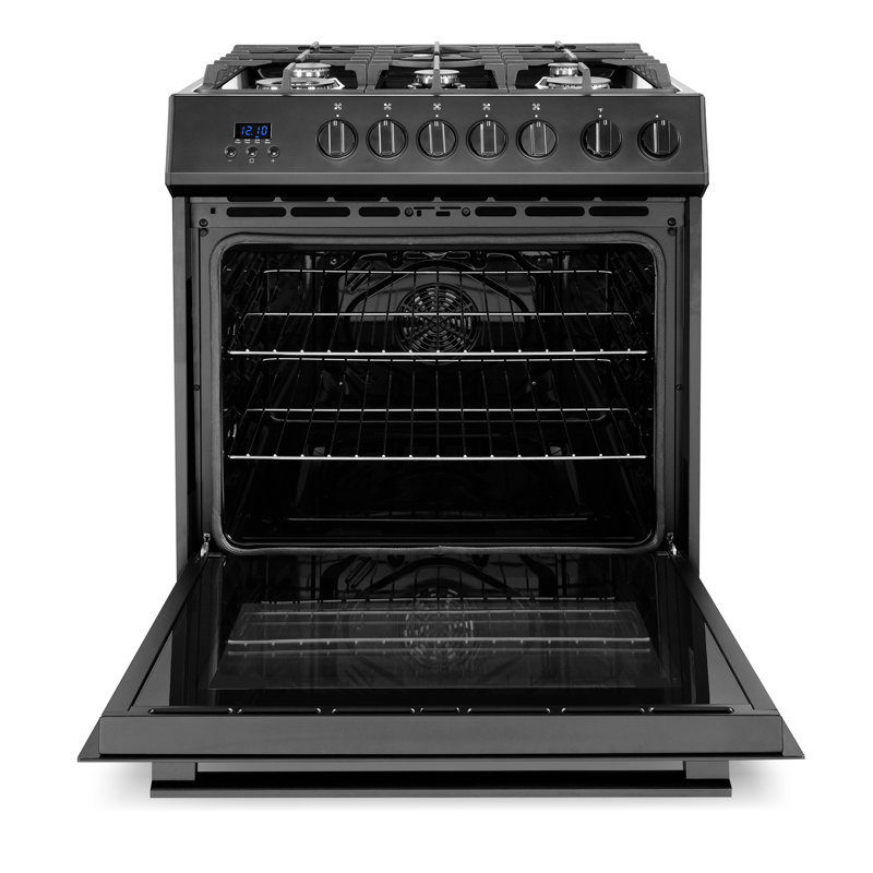 Cosmo 30 in. Nebula Collection 5.0 cu. ft. Gas Range, 5 Burners, Rapid Convection Oven, Cast Iron Grates in Matte Black