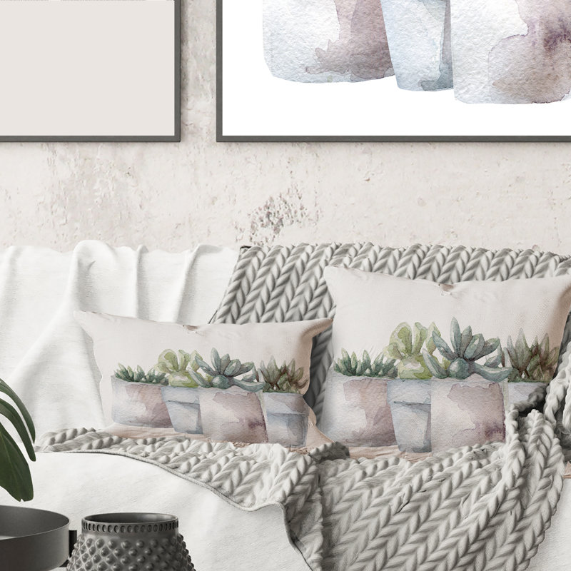 Rectangle, cactus et plantes grasses III - Coussin Farmhouse