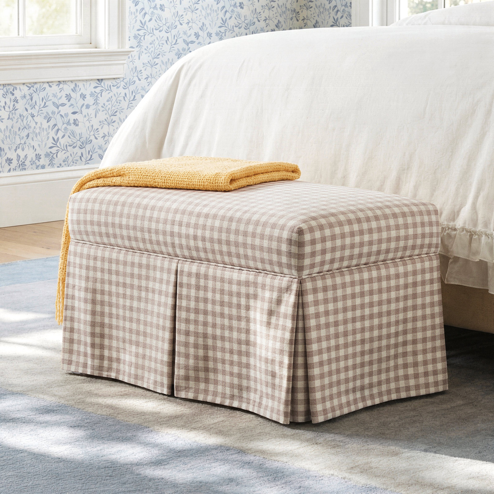 Chaplin Storage Bench, Classic Gingham Tan