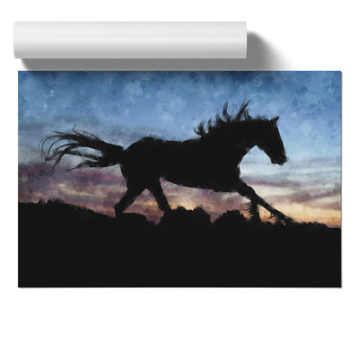 Wild Horse at Sunset Painting - Frameless Print