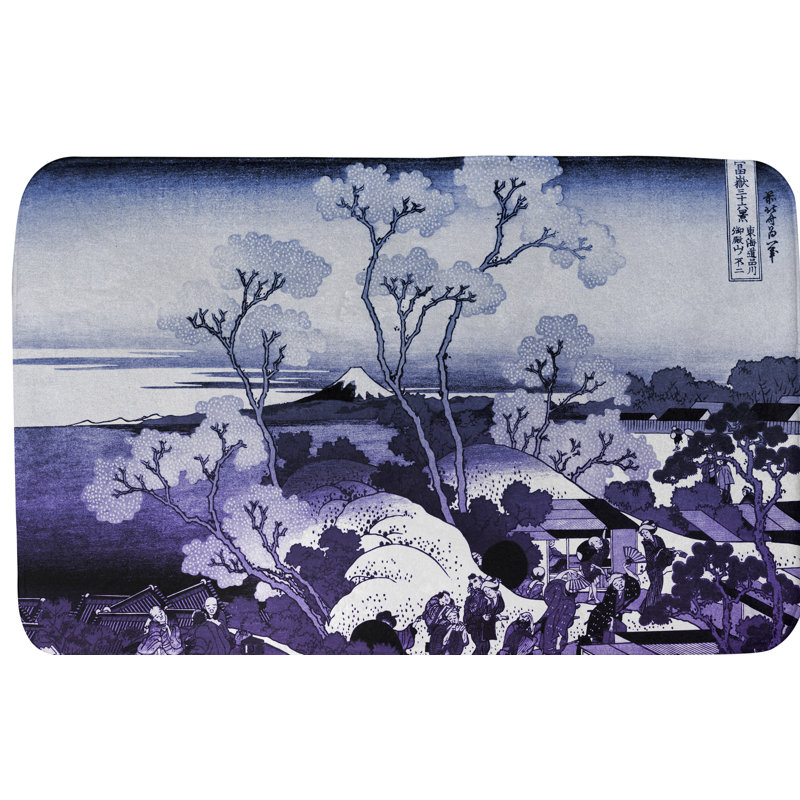 Tapis pour salle de bain Mt. Fuji, l 17 po x L 24 po, Mauve / rouge / noir