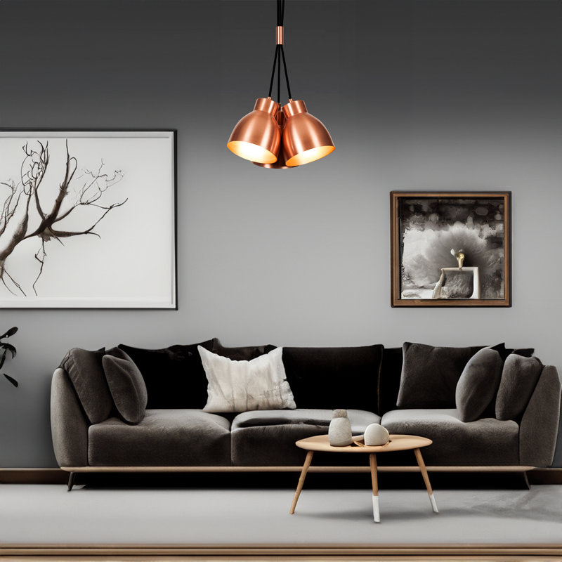 Luminaire suspendu en cuivre 3 lumières Zealan