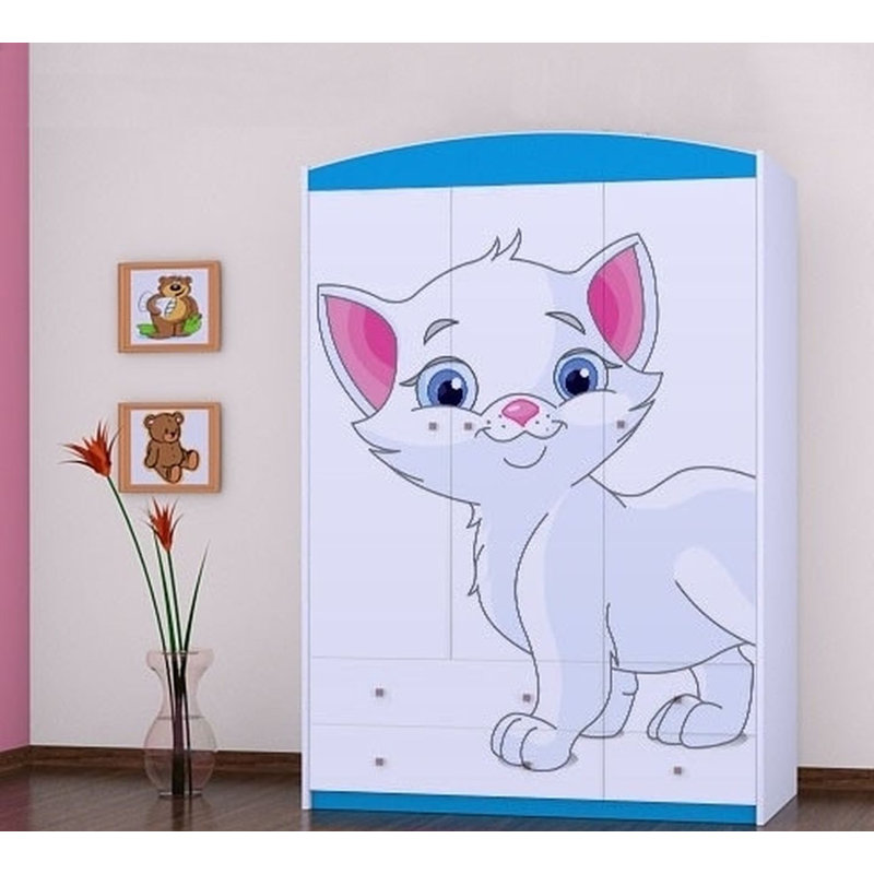 Wing 3 Door Wardrobe, Blue